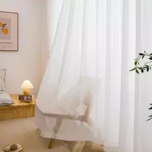 호텔커튼 키밍 쉬폰 거실커튼 화이트 핀형 카페 호텔 나비주름