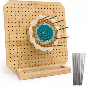 15개의 스테인리스 스틸 막대로 코바늘 뜨개질을 위한 Iswabard 차단 매트 보드 큰 베이스 대나무 할머니