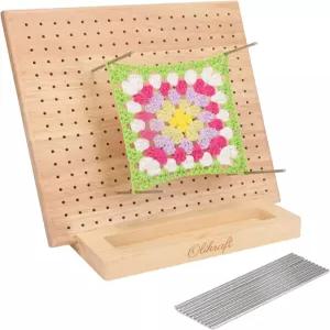 Olikraft 9.5인치 코바늘 차단 보드(페그 15핀 포함) - 프로젝트용 그래니 스퀘어 보드 실 용품 도구 및