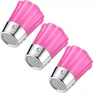 비바셀 3개 보더 골무 핑크 메탈 소프트 고무 그립 DIY 재봉 도구 퀼팅 자수 수리 핸드 뜨개질용