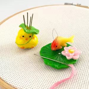 십자수 자수 바느질 바늘 공예 용품을 위한 마그네틱 연꽃 잎 관리기 병아리 홀더 및 물고기 실을