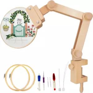 카닥스 자수 후프 스탠드 조절 가능한 홀더 키트와 2PCS 후프가 있는 크로스 스티치 스탠드(6인치 + 7인치)