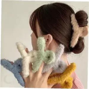 부드러운 인조 밍크 퍼 소재 꼬임 디자인 업스타일 헤어핀 머리 고정 집게 여성