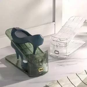 (옵션 투명)틈새 슈즈홀더 3단조절 신발선반 신발장정리대