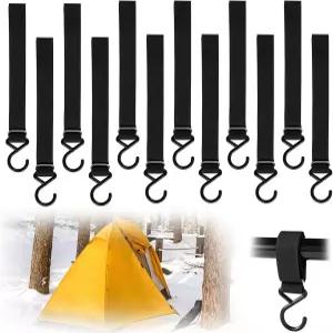 라수로아 12pcs 얼음 낚시 코트 후크 쉼터 텐트 사냥 액세서리 야외 캠핑용 보관함 (블랙)