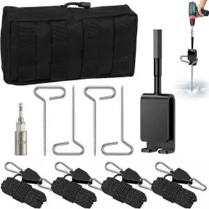 Pawfly 스 앵커 공구 키트 (스 스크류 텐트 가이라인 드릴 어댑터 및 부착물 포함) 겨울 캠핑 얼음 낚시