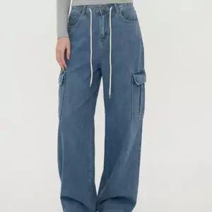 [NS홈쇼핑]스트릿 무드 카고 스트링 세미 와이드 데님팬츠 실용적인 하의 데일리룩..