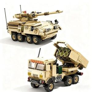 CALMDR HIMARS 로켓 발사기 & 스트라이크 군용 차량 조립 세트, 915피스 육군 장갑 탱크 모델 키트, 와 호환 가능, 교육용 장난감 DIY 만 6세 이상 남아용