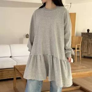 [NS홈쇼핑][샵앤] 국산 여성 라운드넥 프릴 캉캉 맨투맨 무릎 원피스 LL-WDR-5155..