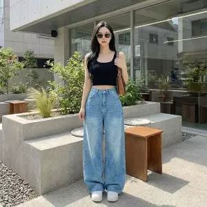 [NS홈쇼핑]LnD 여성 와이드 청바지 하이웨스트 루즈핏 워싱 데님팬츠[35771117]