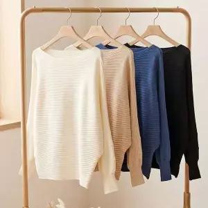 [NS홈쇼핑][샵앤] 여성 보트넥 가오리핏 가로 골지 니트 티셔츠 JR-WKN-5168..