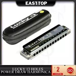 EASTTOP 하모니카 LUCKY 파워드로우 전문 악기 성인용 케이스 학생 연주자 13 홀