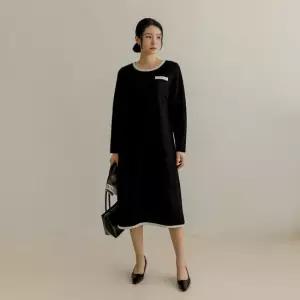 [66-120] 샤노 라운드 루즈 배색 원피스