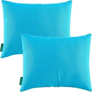 유제쿠 실내 실외 요추 베개 파티오 가구용 방수 세트 2개 12×20인치 아쿠아 블루