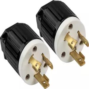 에너라이트 NEMA L530P 발전기용 잠금 플러그 3와이어 중장비 2극 블랙 접지 커넥터 UL 2팩 남성 산업용
