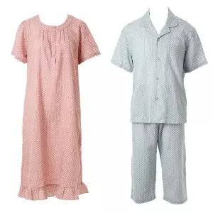 갤러리아 커플}와코루 시원한 면레이온 안개꽃나염 여름파자마[WPA7181M WGN718