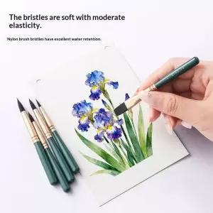 부채붓 6개 Mini Fresh Green Brush For Students Art Painting School Office Supplie Nylon Multi-Functi
