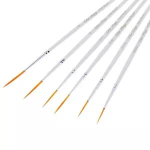 부채붓 6개입 롱숏 훅 라인 펜 페인트 브러시 라운드 나일론 헤어 네일 아트 드로잉 페인팅