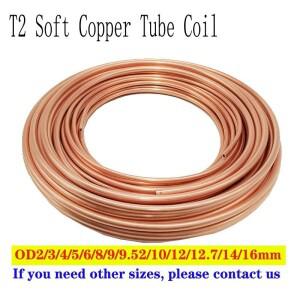 구리 튜브 코일 OD 2mm3mm4mm5mm6mm8mm10mm12mm T2  원형 파이프 냉장고 에어컨