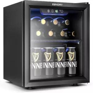 EUHOMY 12 병 48 캔 미니 냉장고 쿨러 맥주 소다 와인용 1.3 Cu.Ft 음료 유리문 선반 조절 가능한 소형
