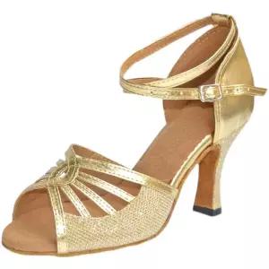 라틴 구두 9cm 사교 살사화 털 살색 밑창 33 스윙화