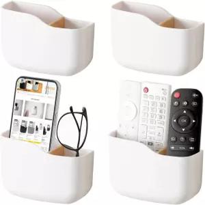 월 마운트 리모컨 홀더 4팩 접착 트레이 빈 유니버설 하단 화이트 플레이어 이지 충전 컨트롤러 오피스