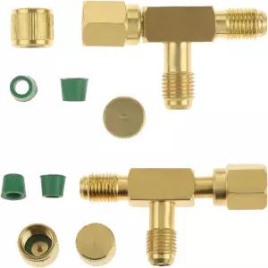 2PCS 퀵 커플러 액세스 티 스위블 펌프 진공 있는 밸브 커넥터가 딥 매니폴드에 14인치 코어 어댑터 게이지