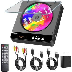 휴대용 DVD 플레이어, 스마트 TV용 1080P HDMI 업스케일링이 가능한 올 리전 프리 및 AV 출력이 컴팩트 미니 USB 재생, 충격 방지, 리모컨 포함