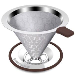 루갈루킵 커피 드립퍼 위에 붓기, 스테인리스 스틸 필터, 종이 없는 재사용 가능한 금속 600 메쉬 스트레이너 메이커 싱글 컵 브루어 1-2