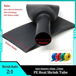 13M 대형 2:1 열수축 튜브 직경. 40 45 50 60 70 80 90 100 120 210mm 케이블 슬리브 랩 외장