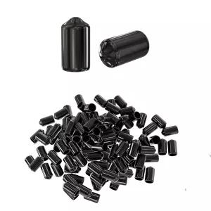 Skweaert 120개 블랙 고무 엔드 캡 커버 196475mm 비닐 원형 금속 나사 나사산 튜브 볼트용 ID 로드 유연한