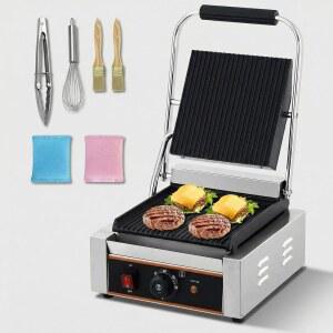 YS 811C 가능한 실버 컨트롤이 인치 버거용 파니니 프레스 전기 템프 110V 9X9 1800W 샌드위치 파니니 상업용 조식 실내 그릴 메이커