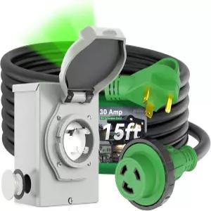 RVINGPRO 프리드릴링 30암페어 발전기 흡입구 박스 L530R 나열됨 전원 ETL 코드 키트 콤보 NEMA TT30P 및