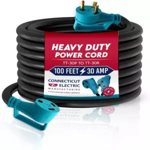 코네티컷 일렉트릭 TT30P에서 TT30R까지 100피트 30암페어 RVEV 연장 코드