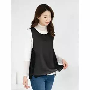 [하프클럽/모슬린]엄마옷 조끼 쉬폰 라운드 옆단추 MQG126597 마담 미시 중년