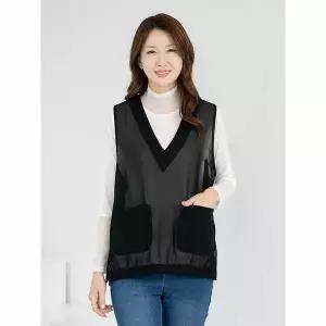[하프클럽/모슬린]엄마옷 조끼 쉬폰 브이넥 밴딩 MQG126598 마담 미시 중년여