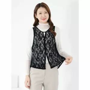 [하프클럽/모슬린]엄마옷 조끼 레이스 라운드 레이어드 MQG126627 마담 미시