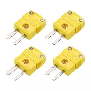 열전대 센서 프로브 옐로우 4pc용 MECCANIITY 커넥터 220°C428°F 남성 어댑터 와이어 플러그 미니 K형