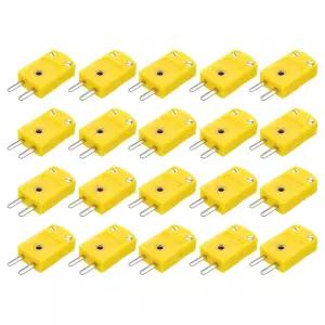 열전대 센서 프로브용 MECCANIITY K형 고온 20pcs 120°C248°F 남성 커넥터 와이어 옐로우 어댑터 다크