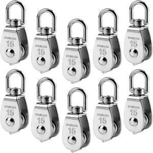 10개의 소형 풀리 M15 팅 용량 적재 견인용 로프 와이어 실버로 35kg 구성된 팩 크레인 블록 싱글 견인