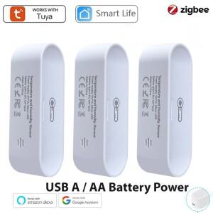 Tuya Zigbee 스마트 온도 및 습도 센서 실내 라이프 앱 배터리USB 전원 지원 Alexa Google Home
