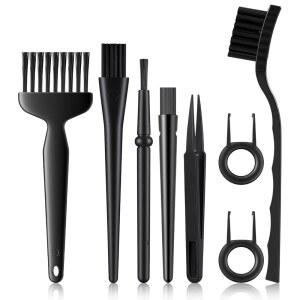 8개 미니 키보드 청소 브러시 키트, PP 손잡이와 나일론 브리스틀이 있는 정전기 방지 전자 먼지 브러시, 컴퓨터 및 작은 공간용