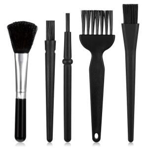 미니 키보드 브러시, 5개 PP 핸들 나일론 정전기 방지 청소 브러시 키트 키보드용 휴대용 먼지 제거 자동차 내장 마더보드 카메라 소형 전자 청소기