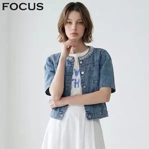 [포커스]진주 포인트 퍼프 데님 자켓_VFI6M1JK1131