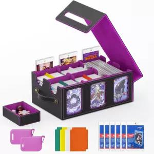 원어스 MTG 카드 보관함-대형 3600+가죽 마그네틱 덱 박스(커맨더 디스플레이 포함) 포함 탑로더 6개