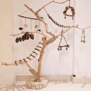 앵무새 놀이터 자바트리 나무횟대 원목 횟대 스탠드 사다리 횃대 앵무새놀이터 조류놀이터