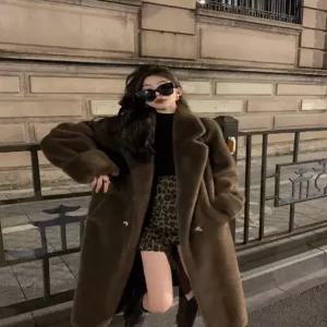 여성 인조 코트 겨울 롱코트 롱 모직 아우터 여자 울 오버핏 루즈핏 가을 여성겨울코트 후드