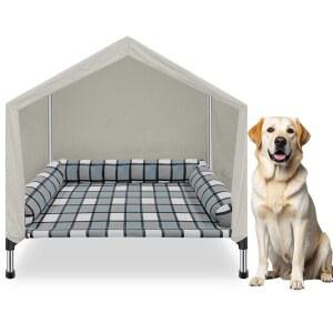 고가견 애완동물 침대 하우스 - 캐노피 캠핑 야외 및 쿨링 실내 해변용 반려견 휴대용 있는 볼스터 2-in-1 기능이 베개가