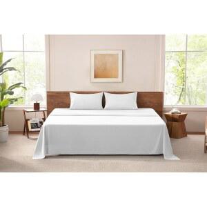 MISQ 사이즈 침대 시트 극세사 엑스트라 16인치 소프트 방지 화이트가 쿨링 4피스 호텔 포함된 주름 변색 럭셔리 세트 포켓 저자극성