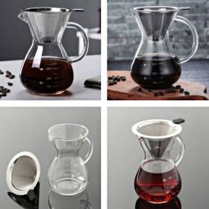 손잡이가 있는 유리 쉐어링 포어링 메이커 커피 끓이기용 머그 필터 핸드 커피와 포트